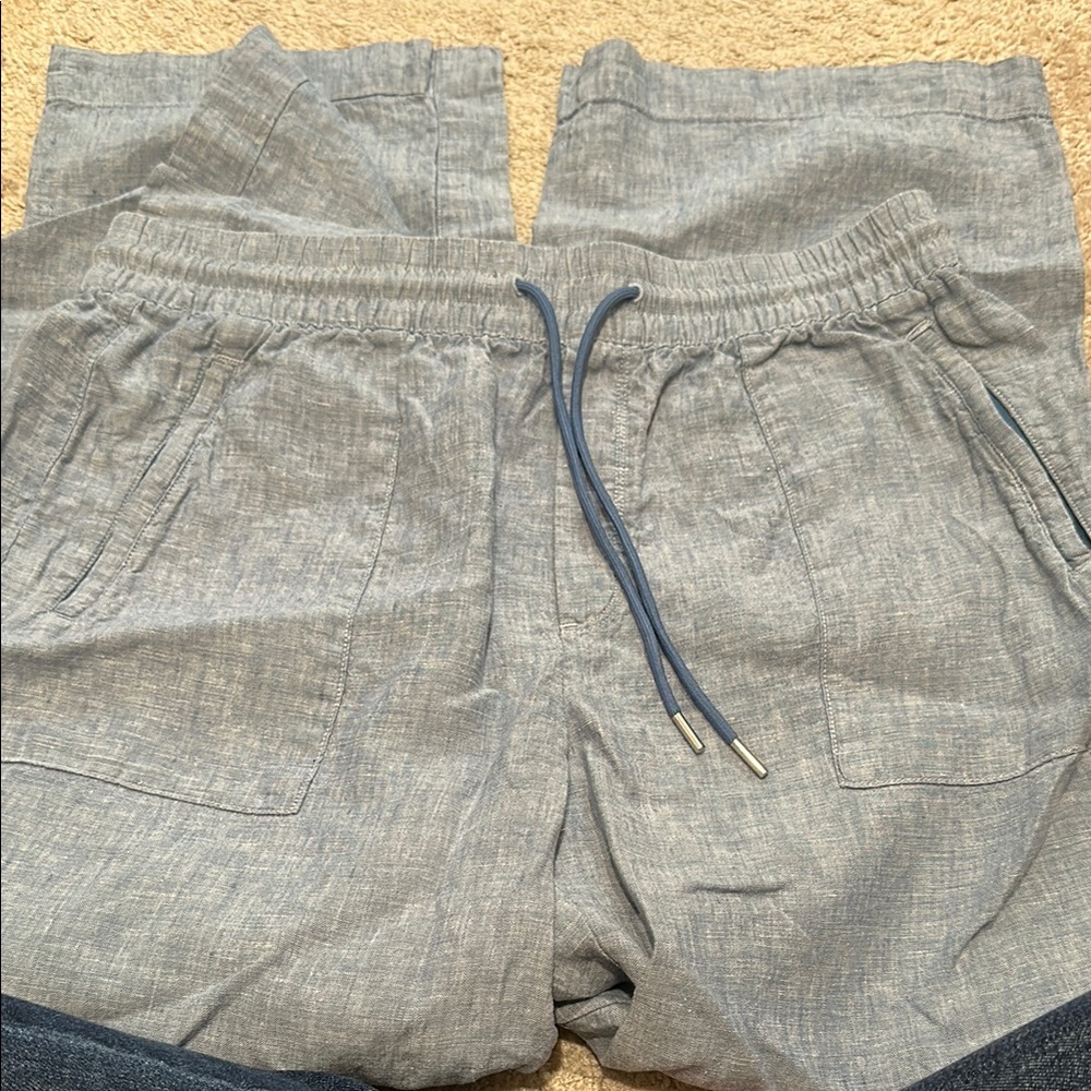 Athleta retreat linen high waisted drawstring pants 12